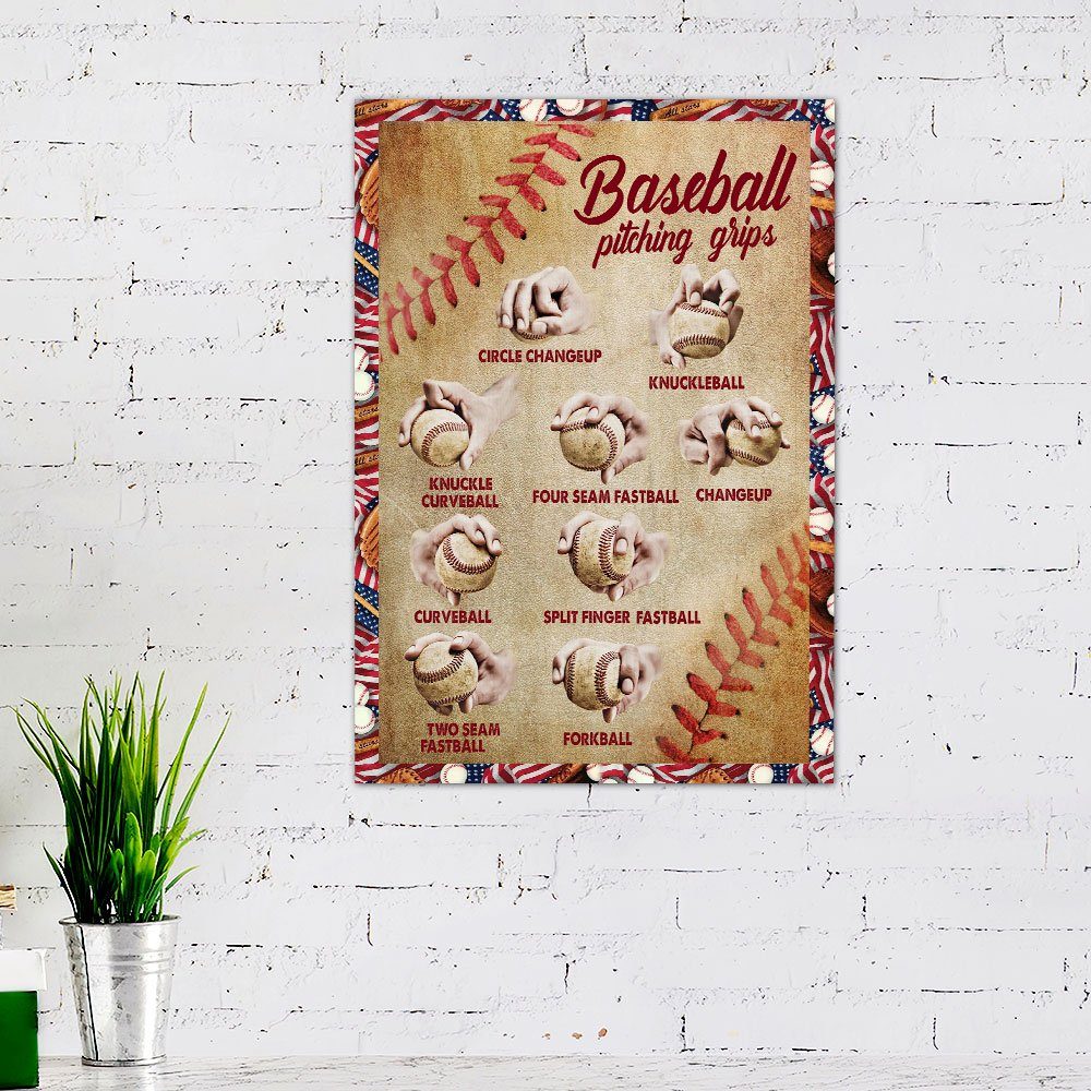 Baseball Pitching Grips Hanging Metal Sign QNN346F