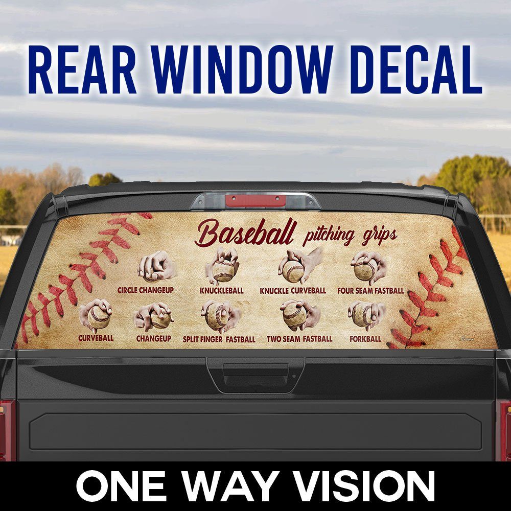 Baseball Pitching Grips Rear Window Decal QNN346F