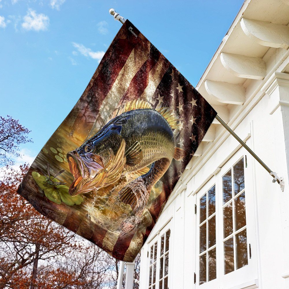 Bass Fishing America Flag