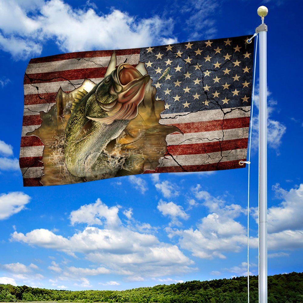 Bass Fishing American Grommet Flag BNN343GF