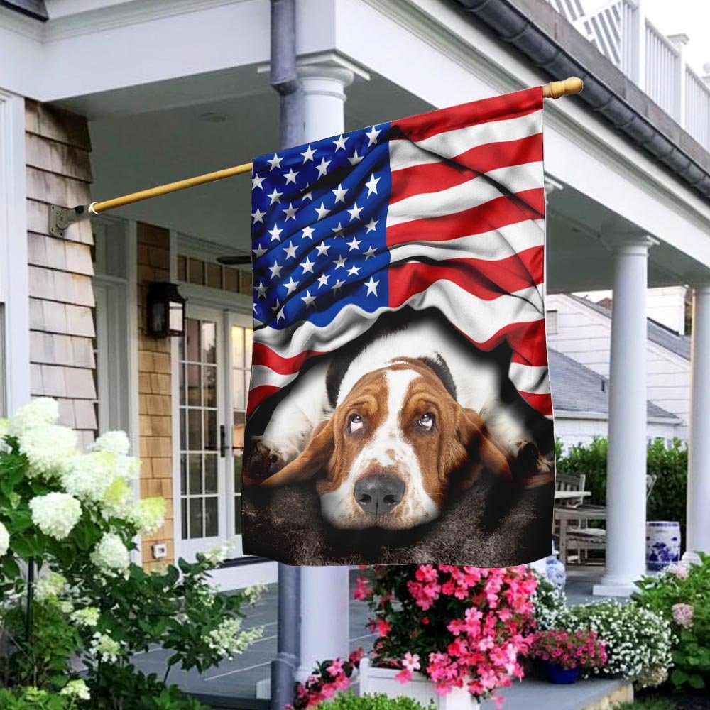 Basset Hound. American Patriot Flag