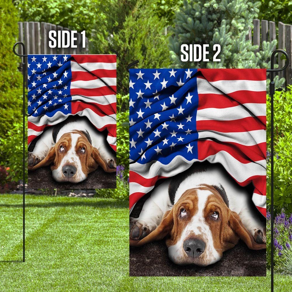 Basset Hound. American Patriot Flag