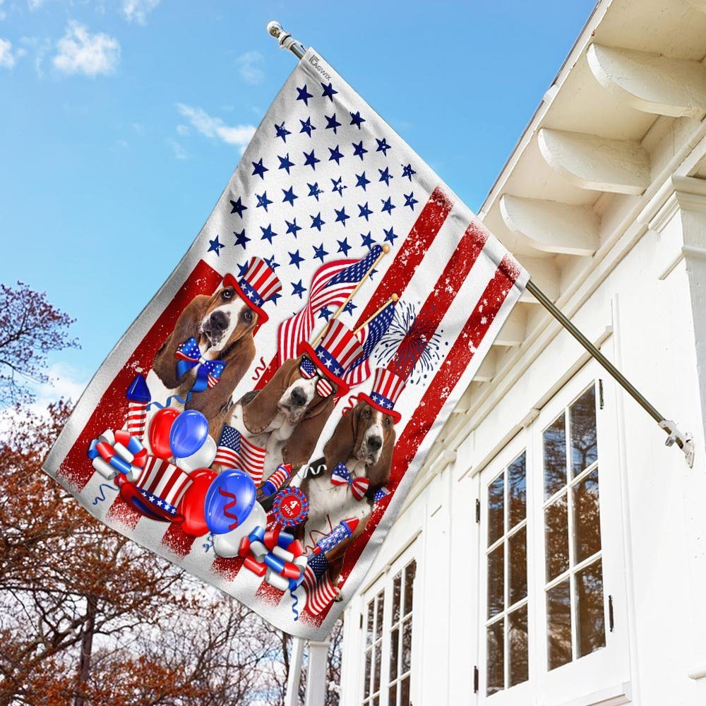 Basset Hound 4th of July Happy Independence Day Flag