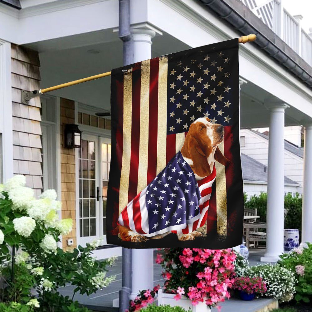 Basset hound American Patriot Flag