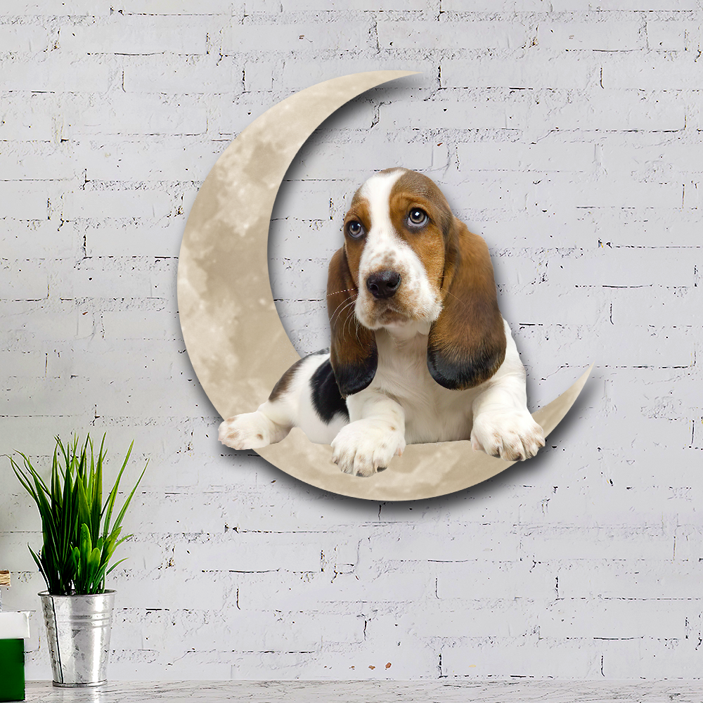 Basset Hound And Moon Hanging Metal sign QNK879MSv59