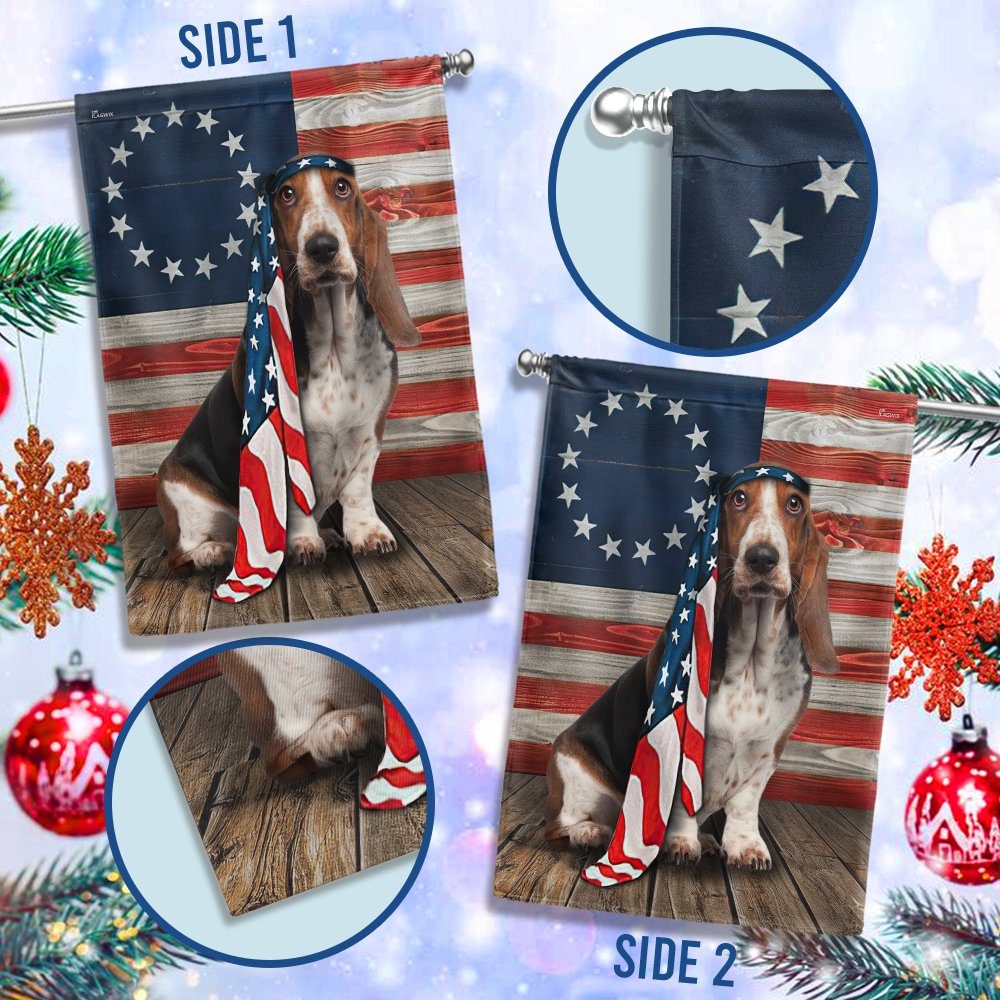 Basset Hound Dog Flag Betsy Ross Charming Dog NTB216Fv41v1