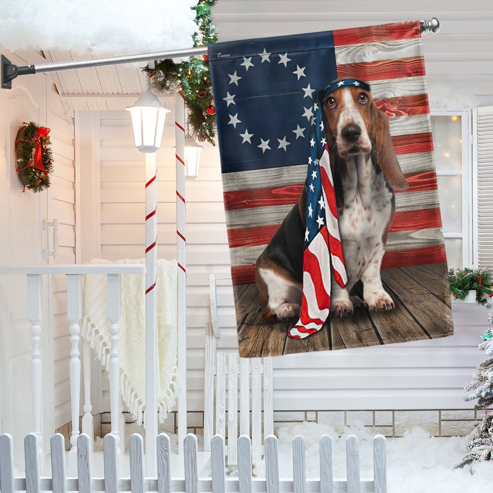 Basset Hound Dog Flag Betsy Ross Charming Dog NTB216Fv41v1