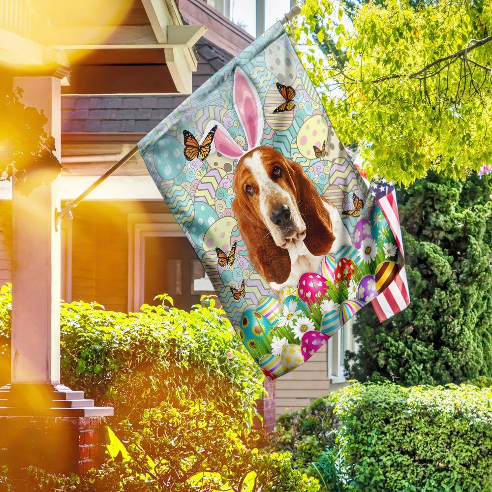 Basset Hound Happy Easter Flag