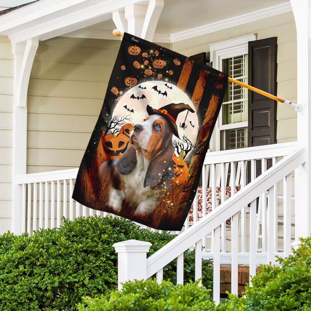 Basset Hound Happy Halloween Flag