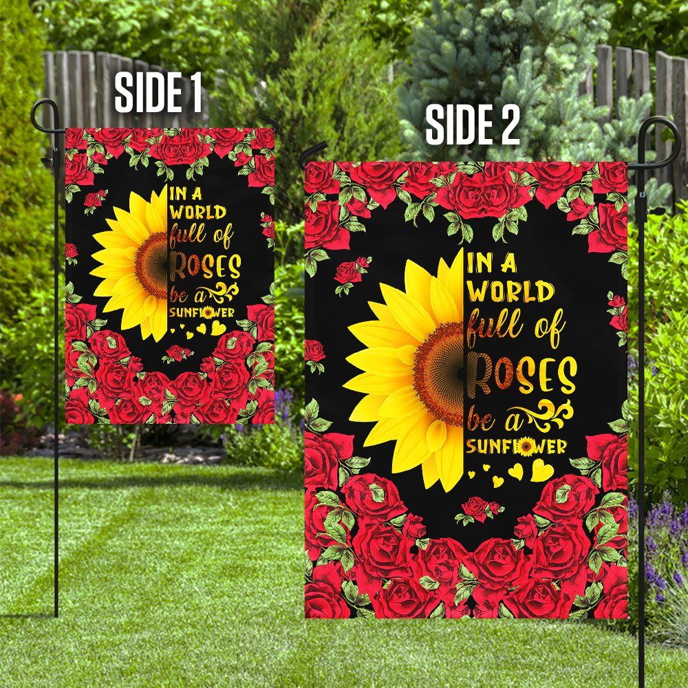 Be A Sunflower Roses Heart Flag