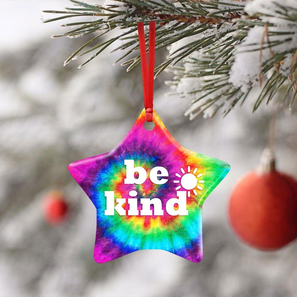 Be Kind Hippie Ceramic Ornament