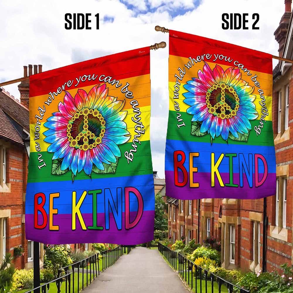 Be Kind Hippie Peace Sign Sunflower LGBT Flag TPT801F