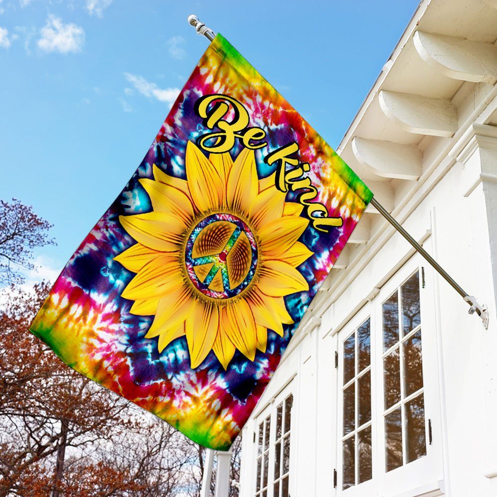 Be kind Hippie Sunflower Flag