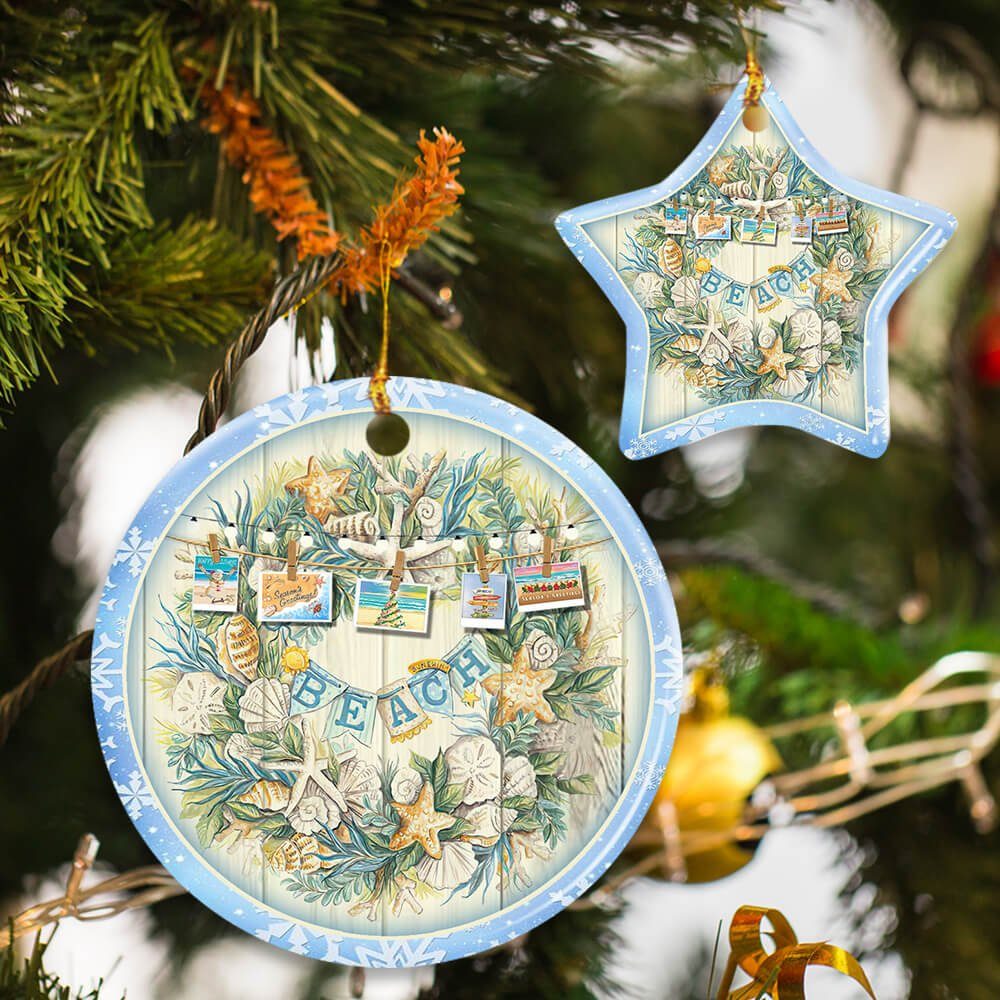 Beach Christmas Ceramic Ornament