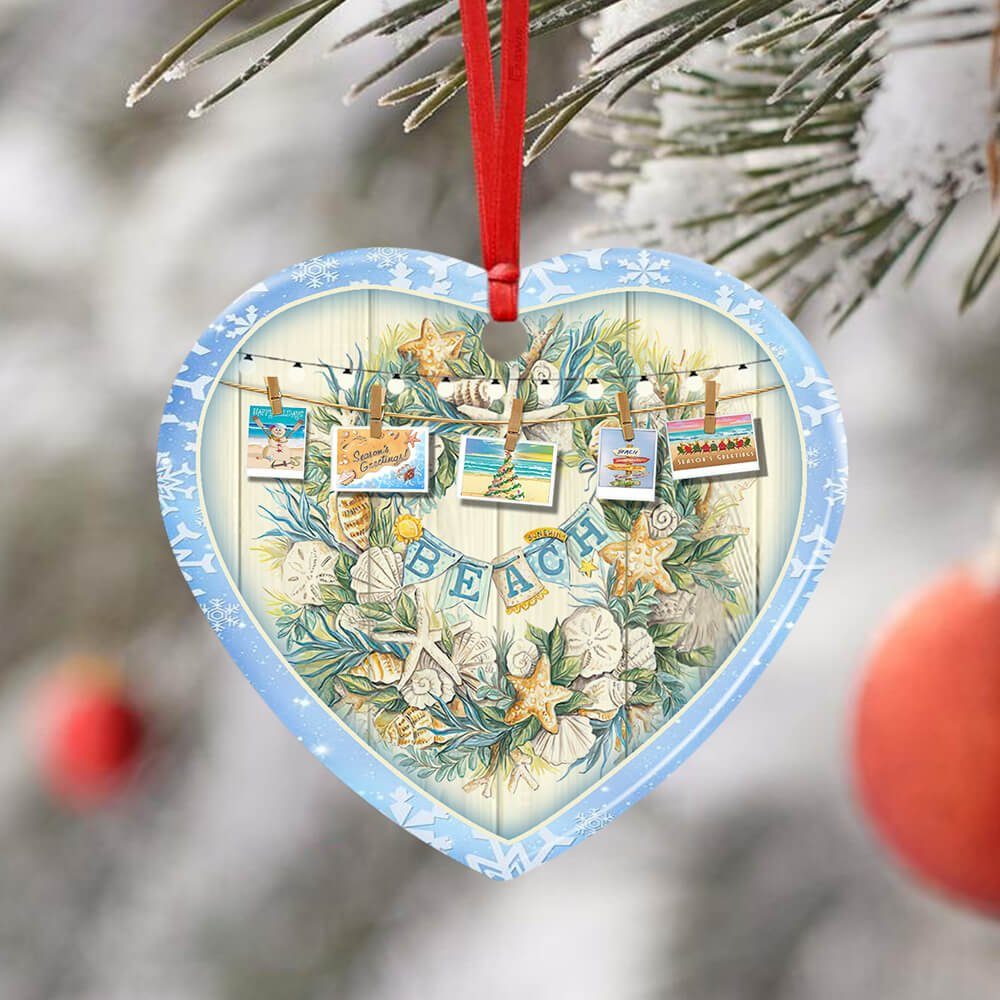 Beach Christmas Ceramic Ornament