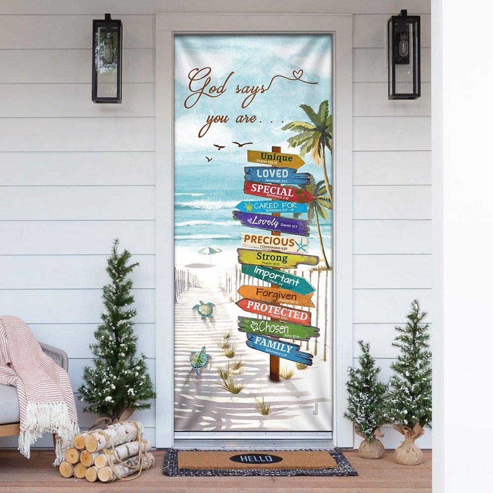 Beach Turtle God Says You Are Door Cover