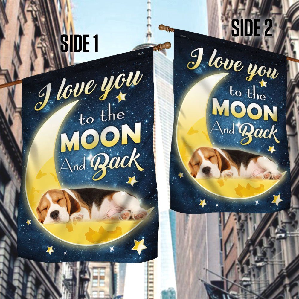Beagle Dog Moon Flag I Love You To The Moon And Back DDH2864Fv1