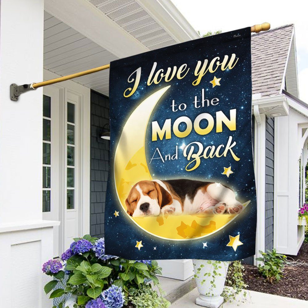 Beagle Dog Moon Flag I Love You To The Moon And Back DDH2864Fv1