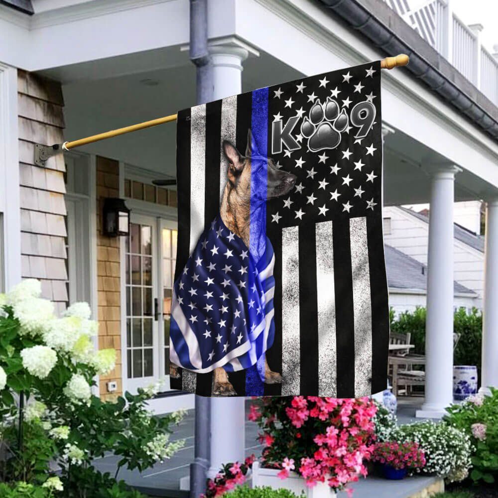 Belgian Malinois. K9 Police Dog. Blue Line Flag THB3224Fv1