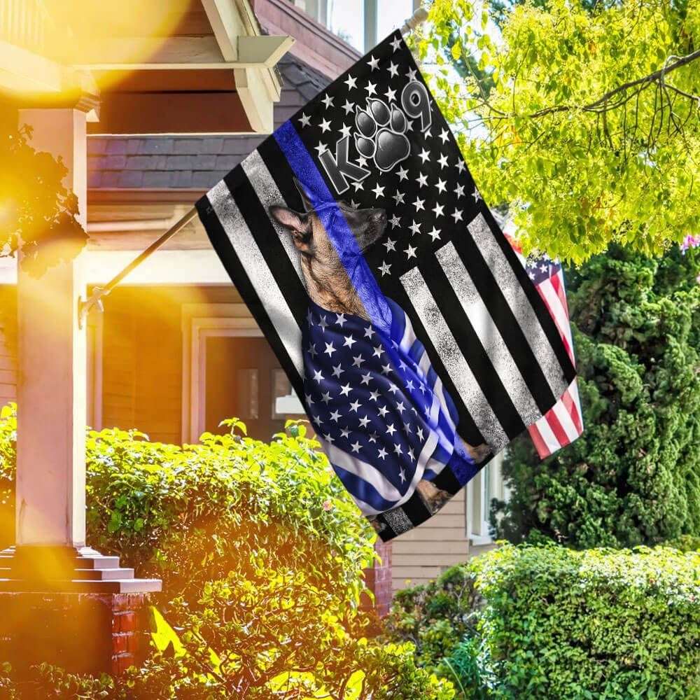 Belgian Malinois. K9 Police Dog. Blue Line Flag THB3224Fv1