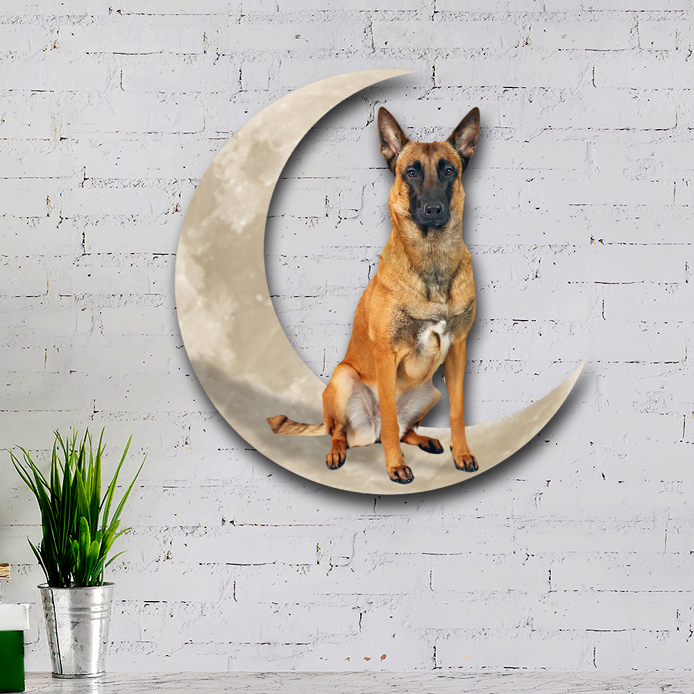Belgian Malinois Dog And Moon Hanging Metal Sign QNK879MSv32