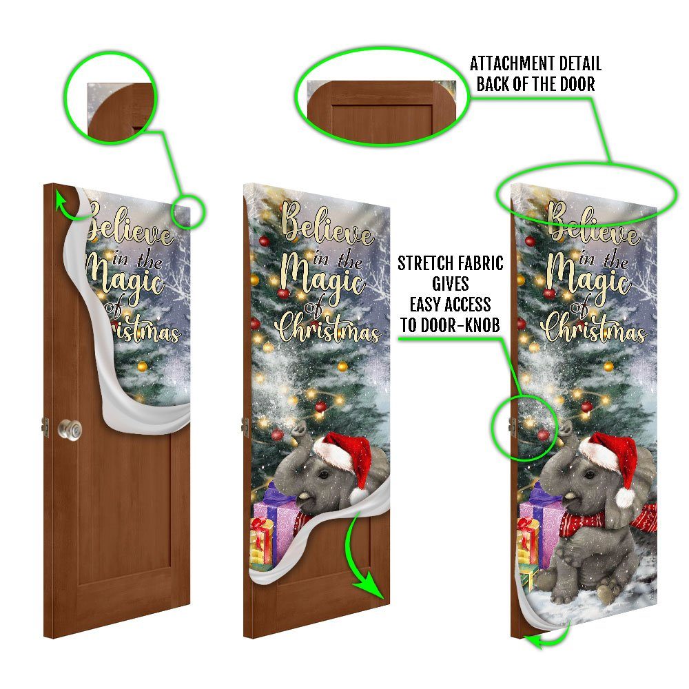 Believe In The Magic Of Christmas. Elephant Christmas Door Cover