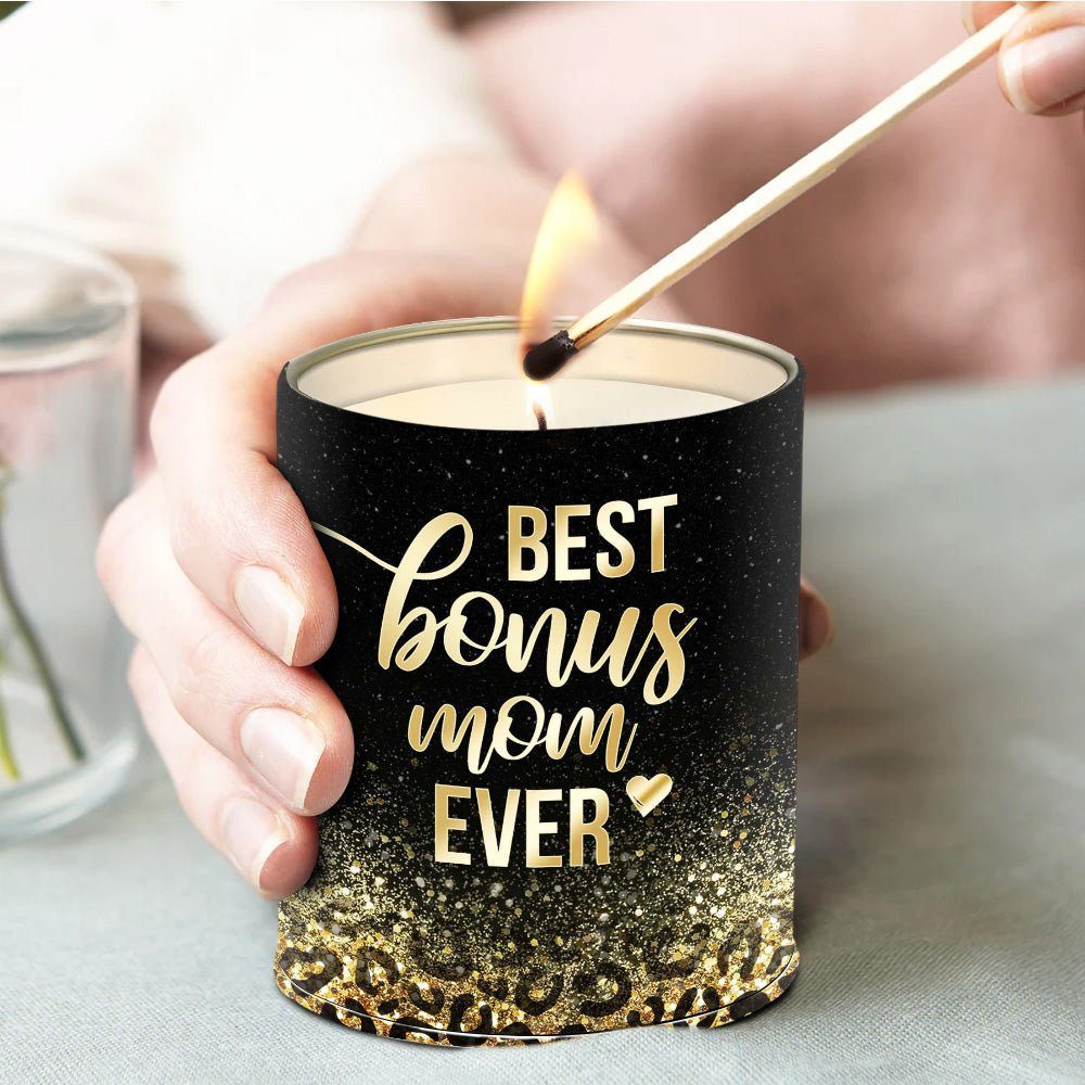 Best Bonus Mom Ever Leopard Candle Lavender Vanilla 10oz Tin Candle