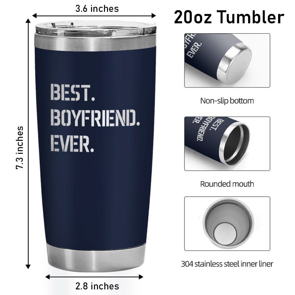Best Boyfriend Ever Laser Engraved 20oz Tumbler Navy Color