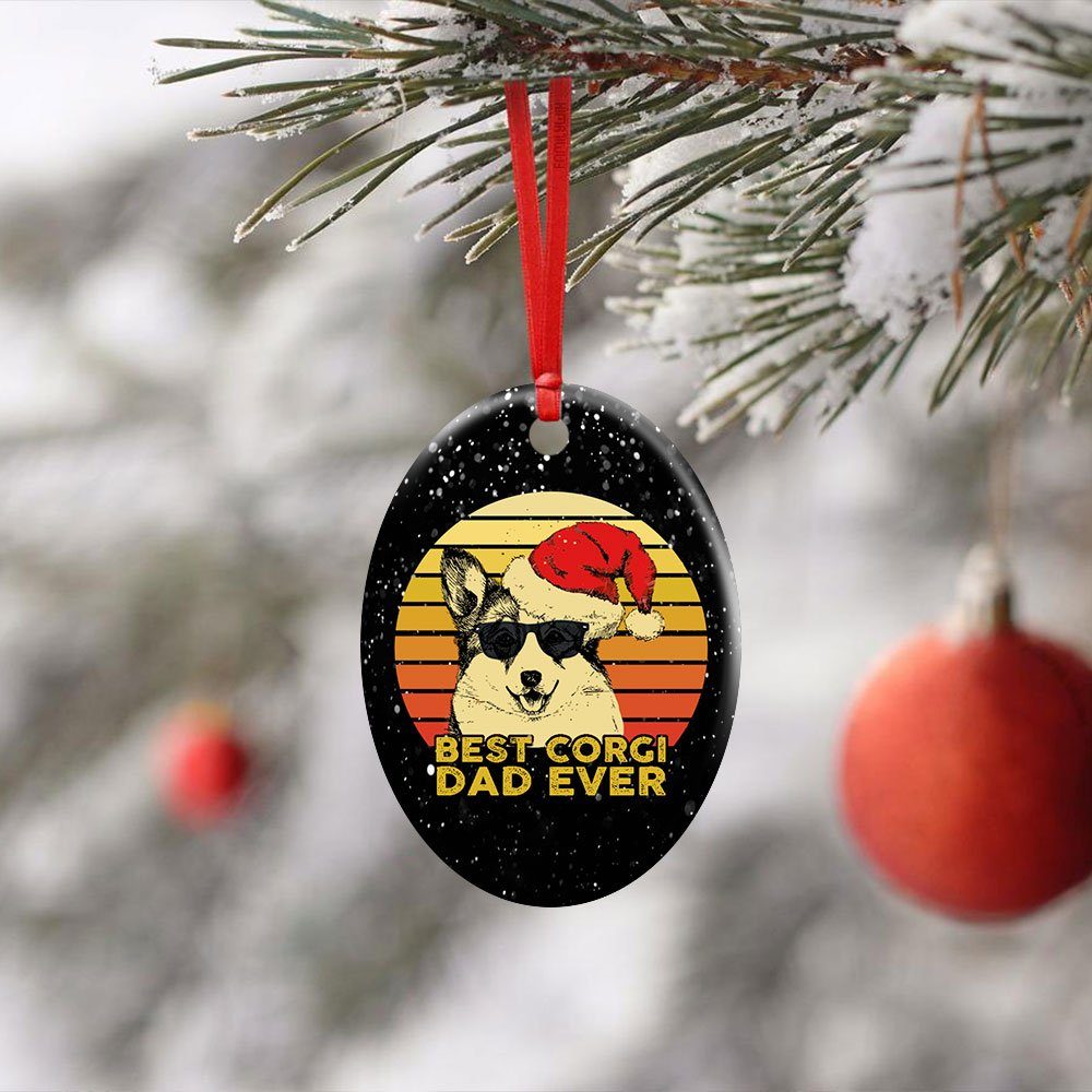Best Corgi Dad Ever. Dog Lover Ceramic Ornament