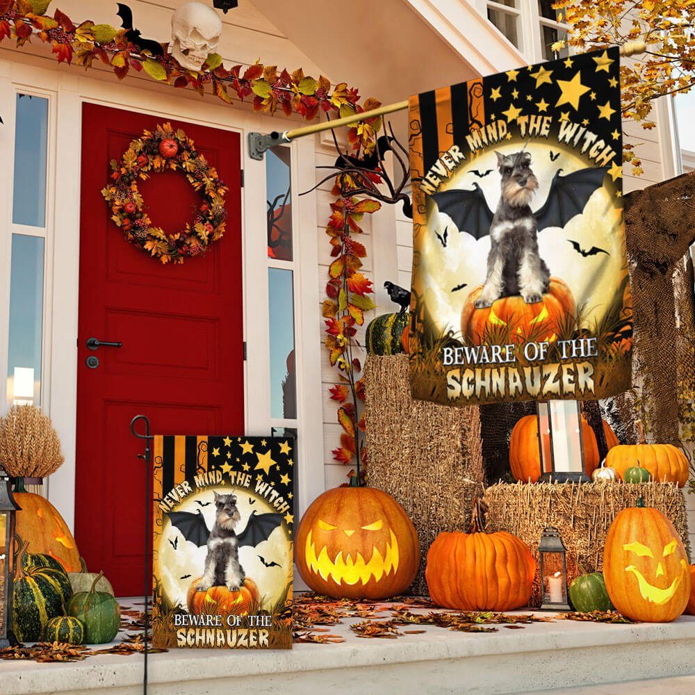 Beware Of The Schnauzer Halloween Flag TPT346Fv1