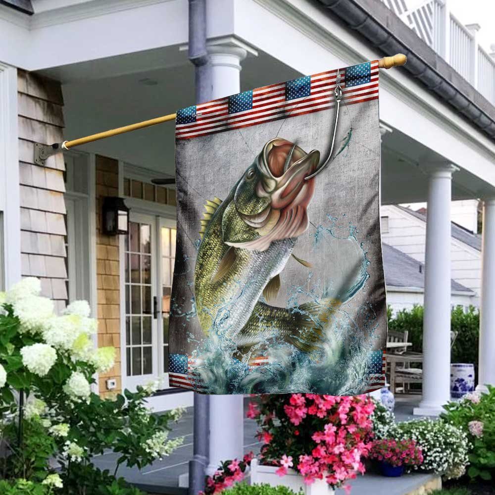 Big Fish Hook Fishing American Flag