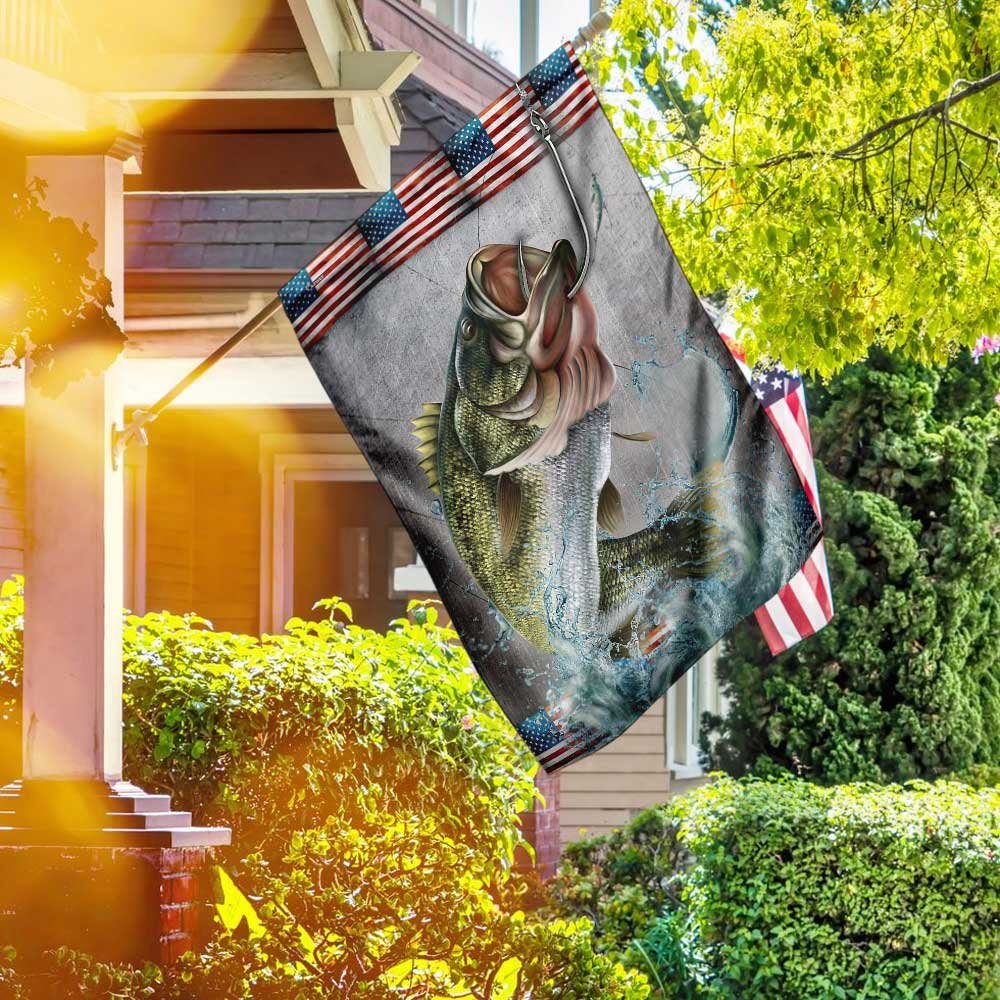 Big Fish Hook Fishing American Flag