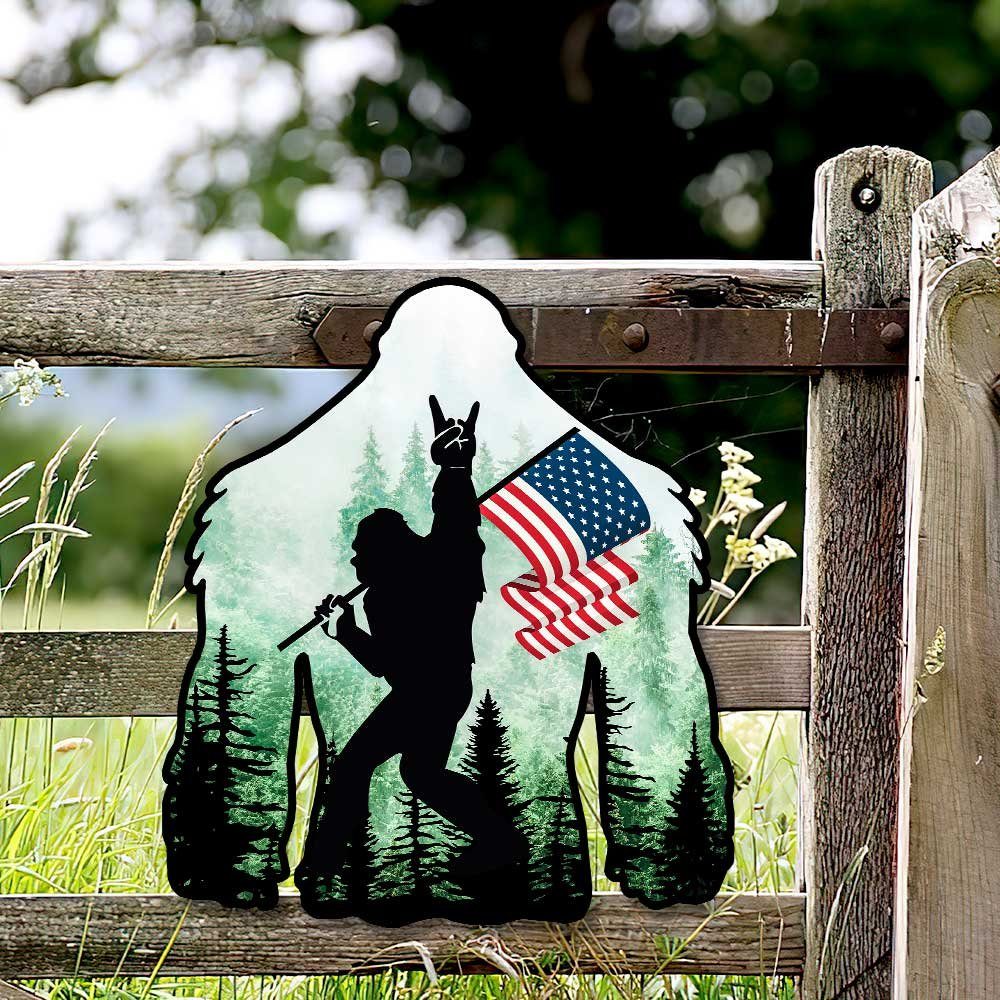 Bigfoot Hanging Metal Sign Rock On America DBD2820MS