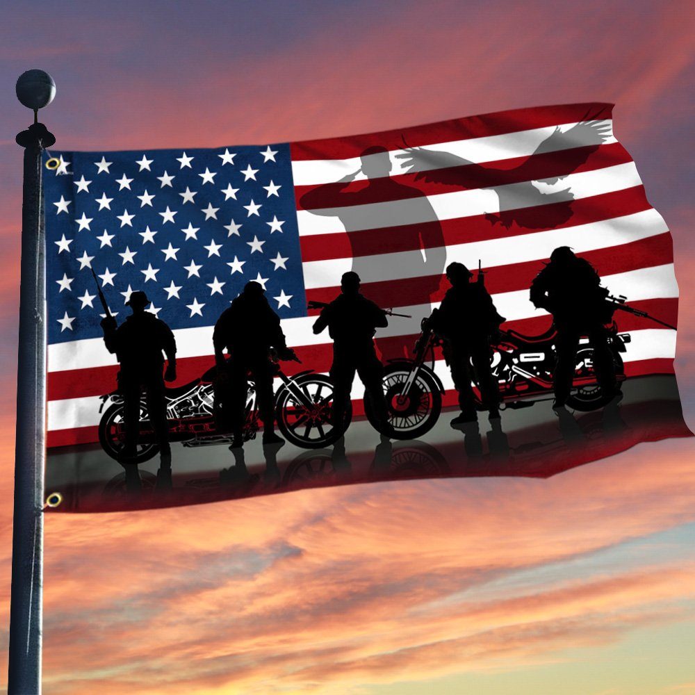 Biker Motorcycle Veteran Grommet Flag MLN260GF