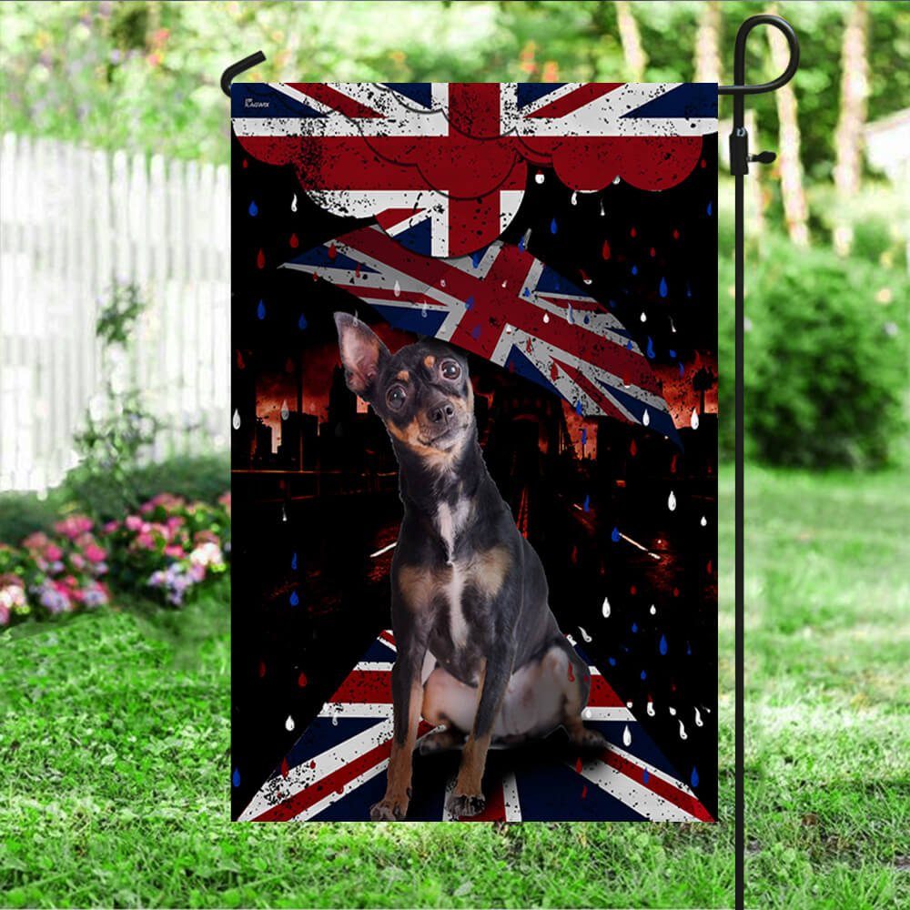 Black  English Toy Terrier Dog UK Flag NTT47Fv6