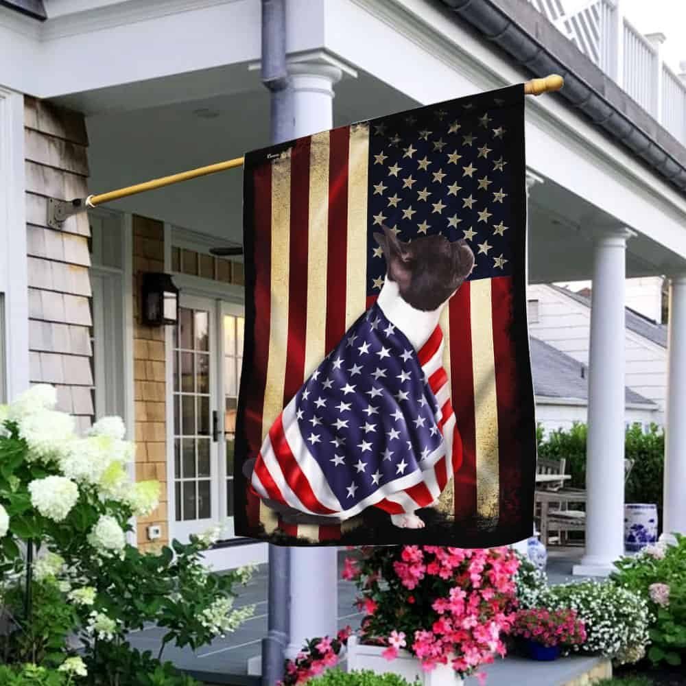 Black And White French Bulldog American Patriot Flag ANL40Fv54