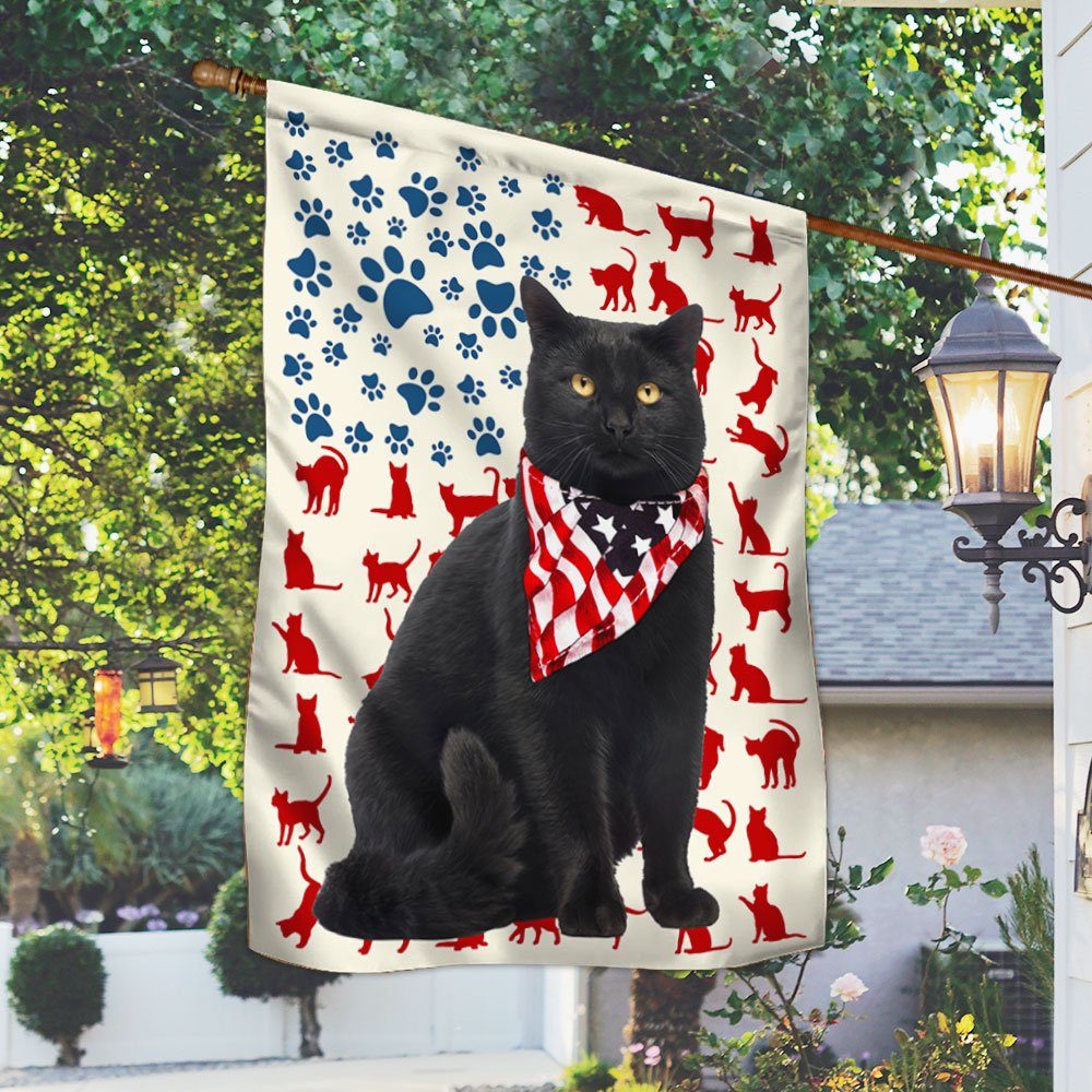 Black Cat American Flag 4th Of July Independence Day QNN133Fv2