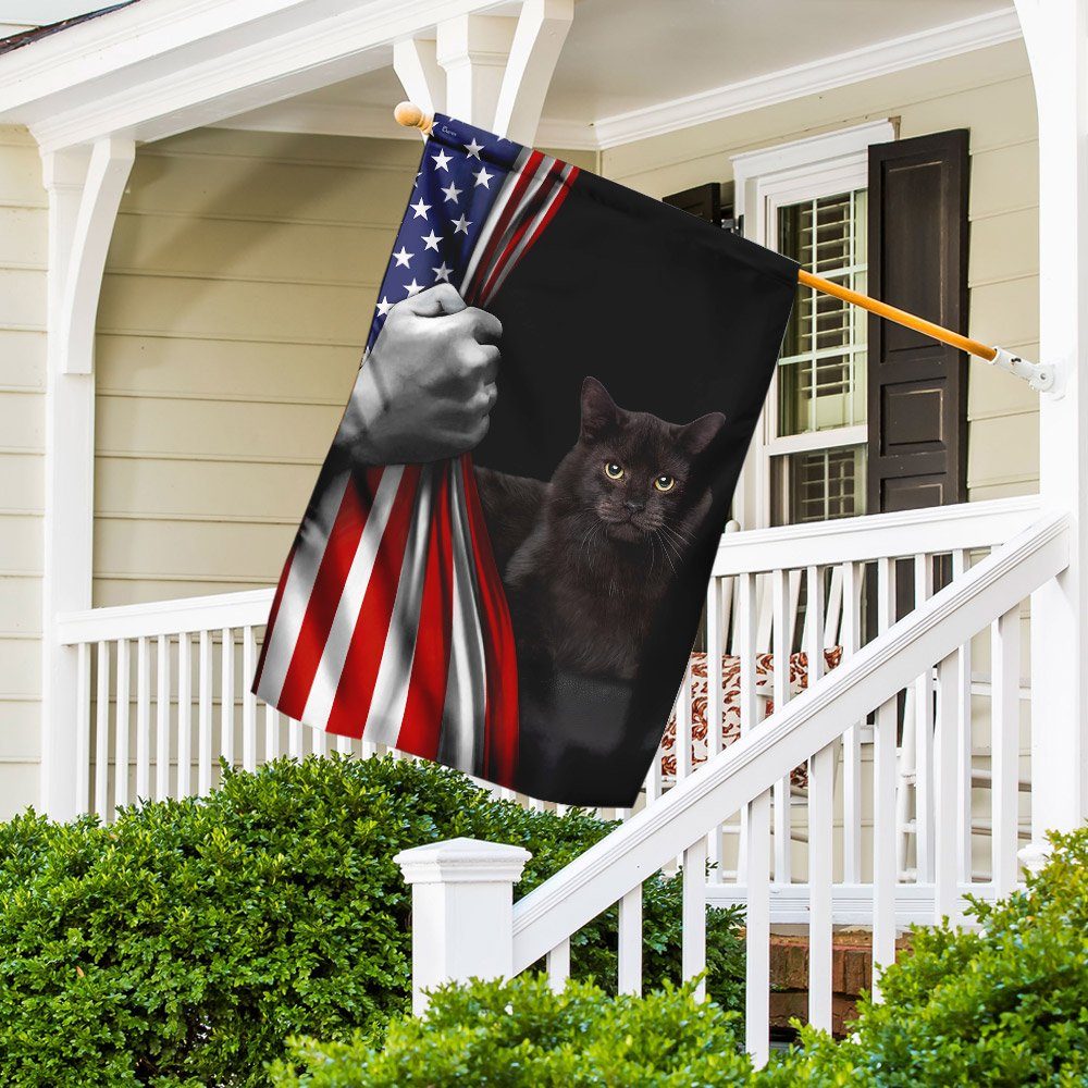Black Cat American U.S. Flag TRL1175F