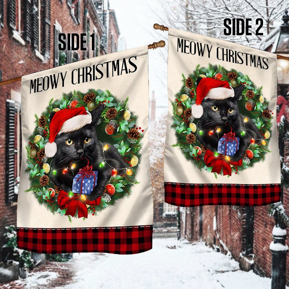 Black Cat Christmas Flag Meowy Christmas TQN776F