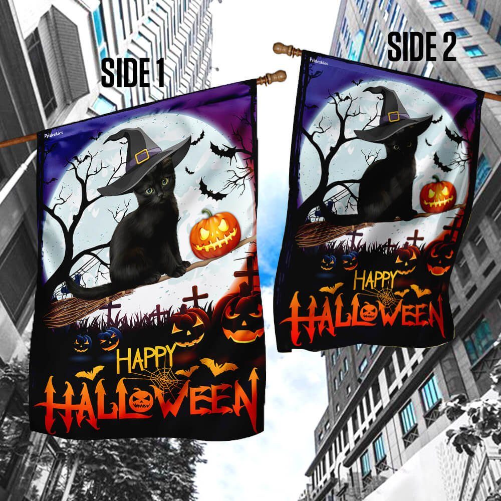 Black Cat Halloween Flag