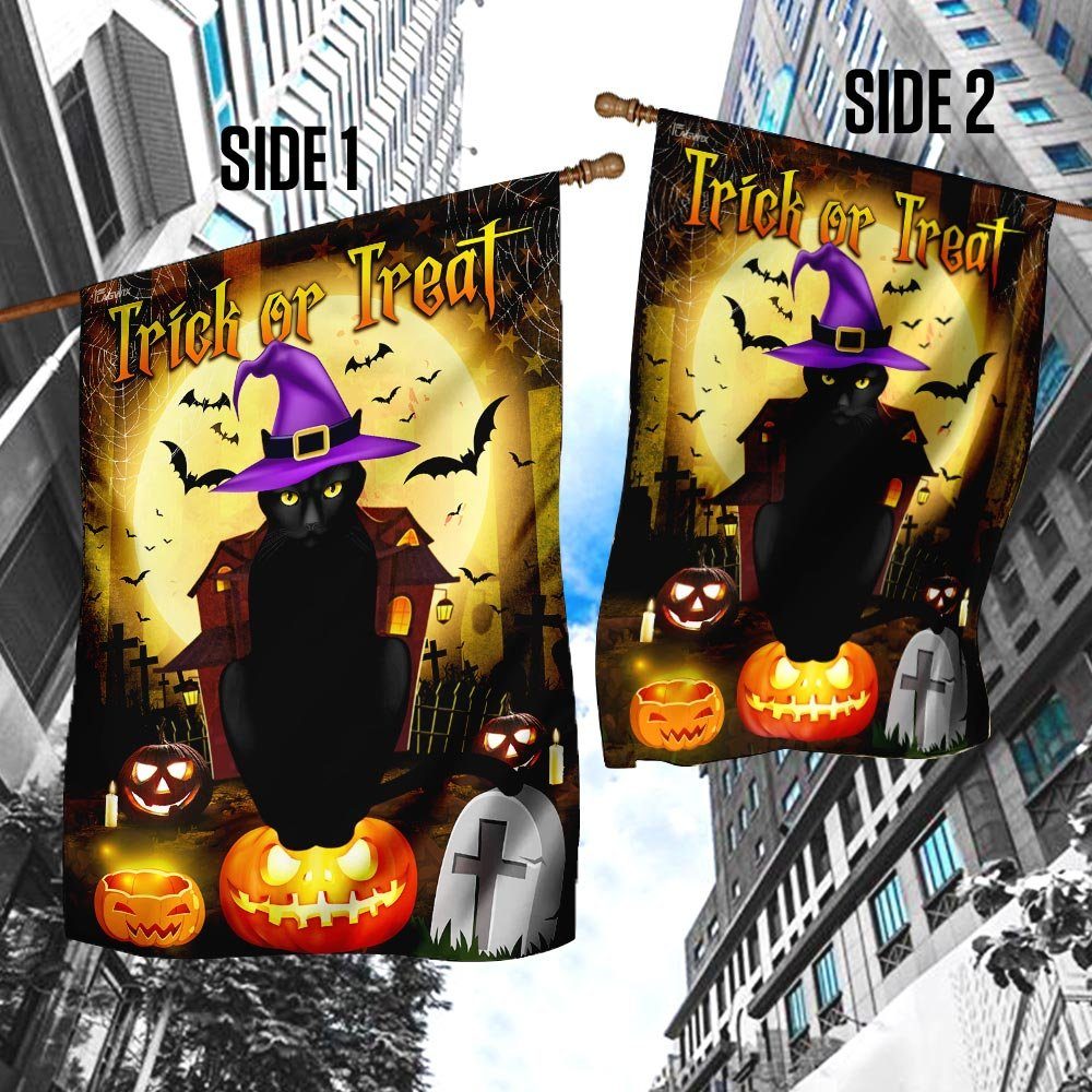 Black Cat Halloween Flag