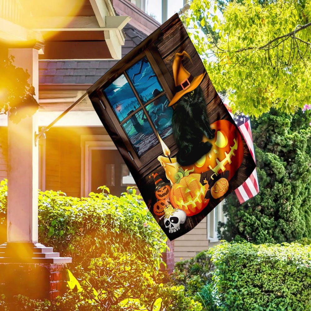 Black Cat Halloween Flag