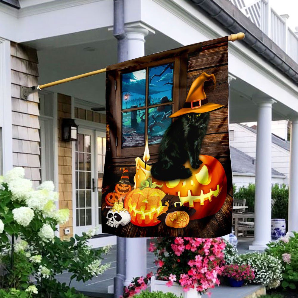 Black Cat Halloween Flag
