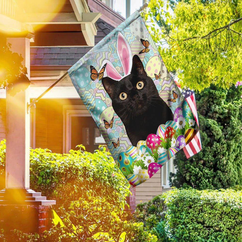 Black Cat Happy Easter Flag