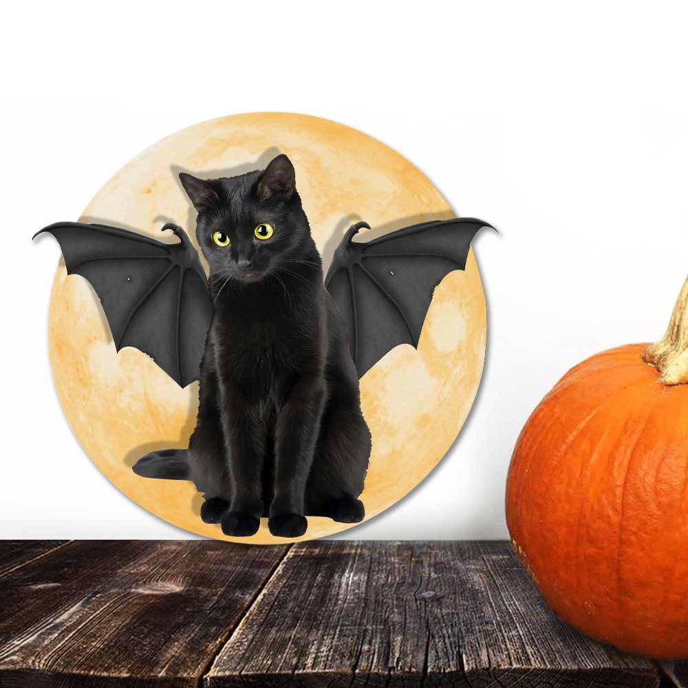 Black Cat Metal Sign Batcat With The Moon BNN489MS