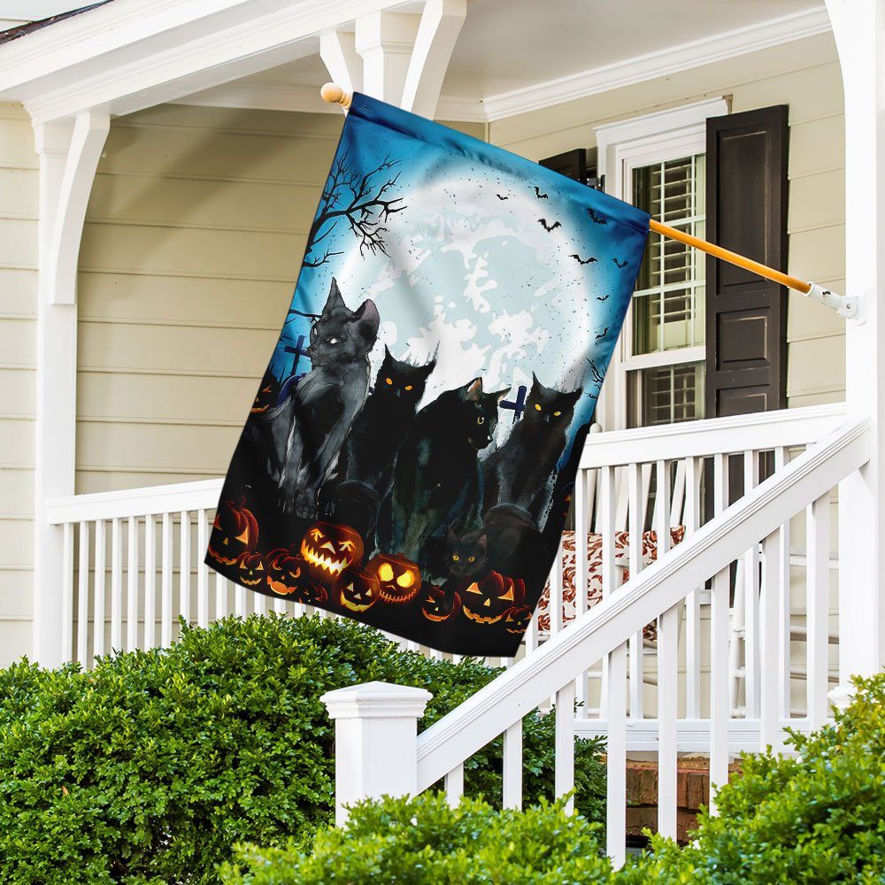 Black Cat Pumpkin Halloween Flag Black Cat Pumpkin Halloween Flag