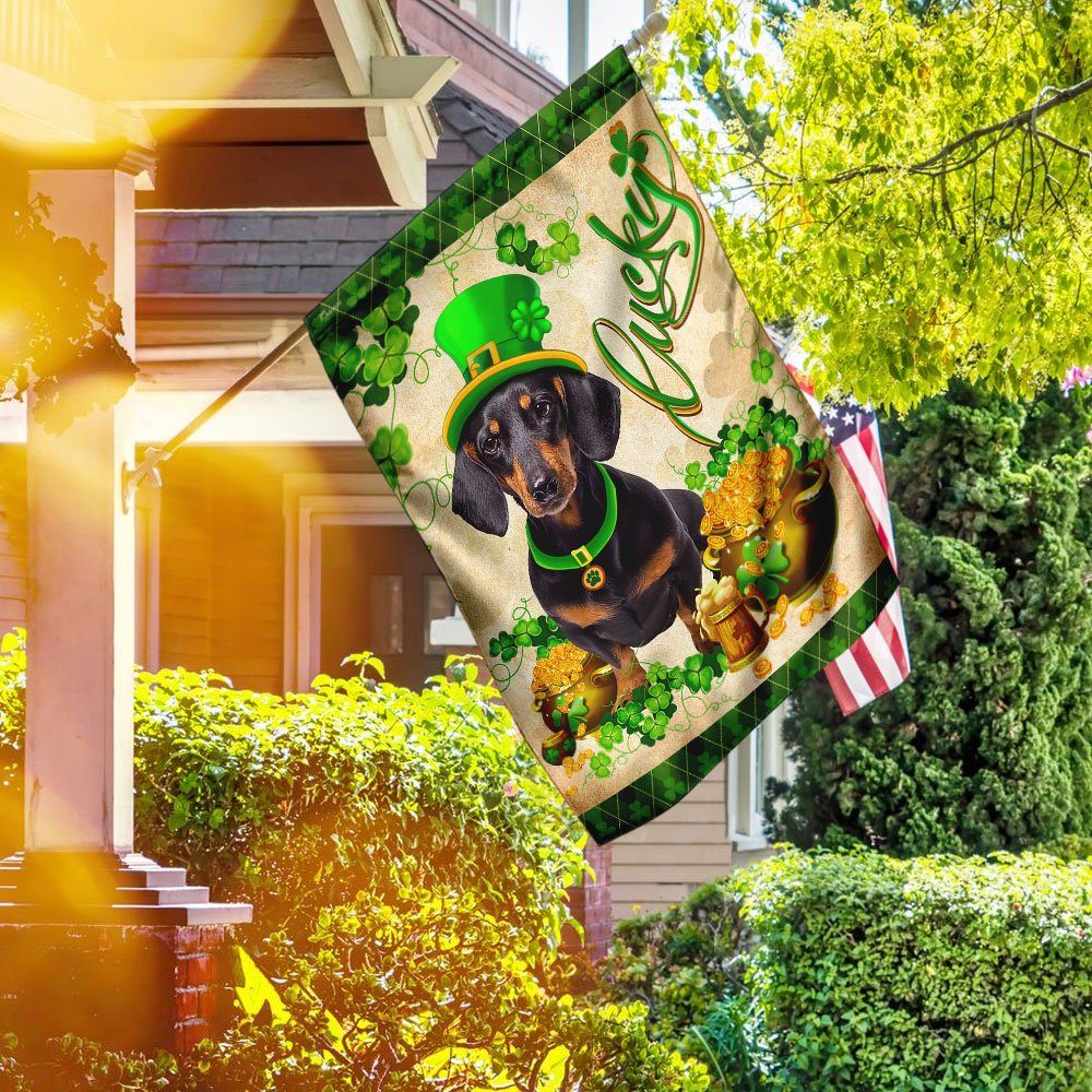 Black Dachshund  St. Patrick’s Day Flag