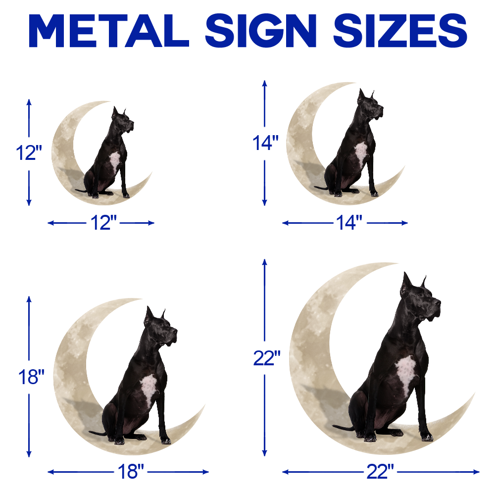 Black Great Dane Dog And Moon Hanging Metal Sign QNK879MSv34c