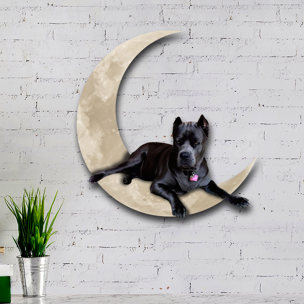 Black Italian Cane Corso On The Moon Hanging Metal sign QNK1012MSpz