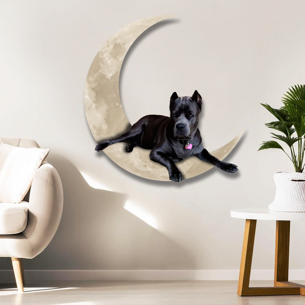 Black Italian Cane Corso On The Moon Hanging Metal sign QNK1012MSpz